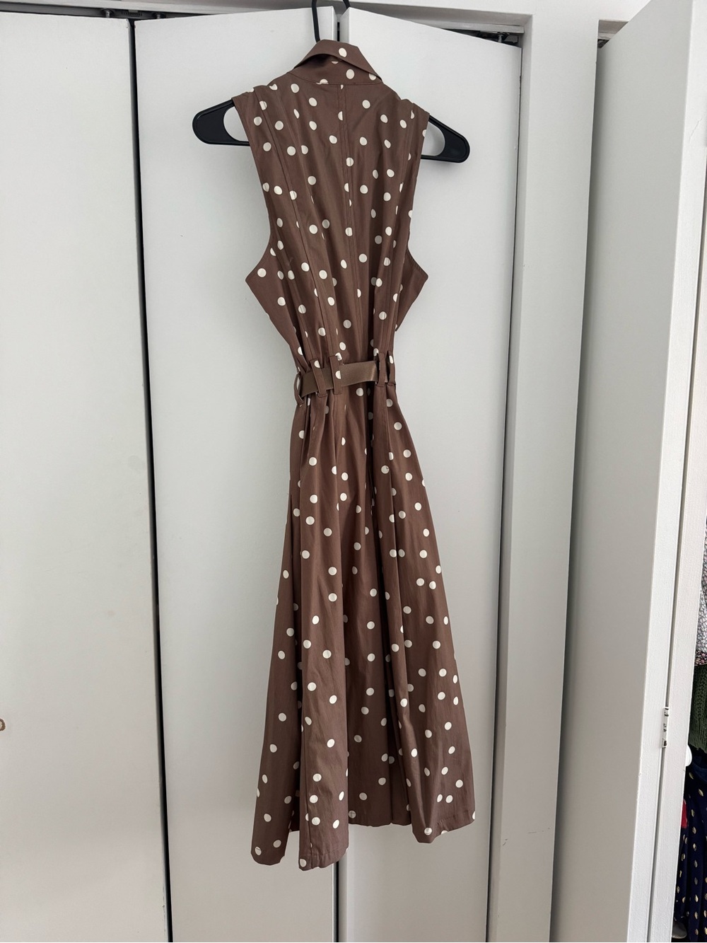 NEW WITH TAGS! Polka Dot Sleeveless A-Line Dress in Brown - L’AGENCE - Picture 8 of 9